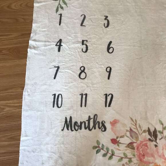 Floral Baby Milestone Blanket - Track Your Baby's Growth With Style - 38"x52" - - Picture 4 of 7